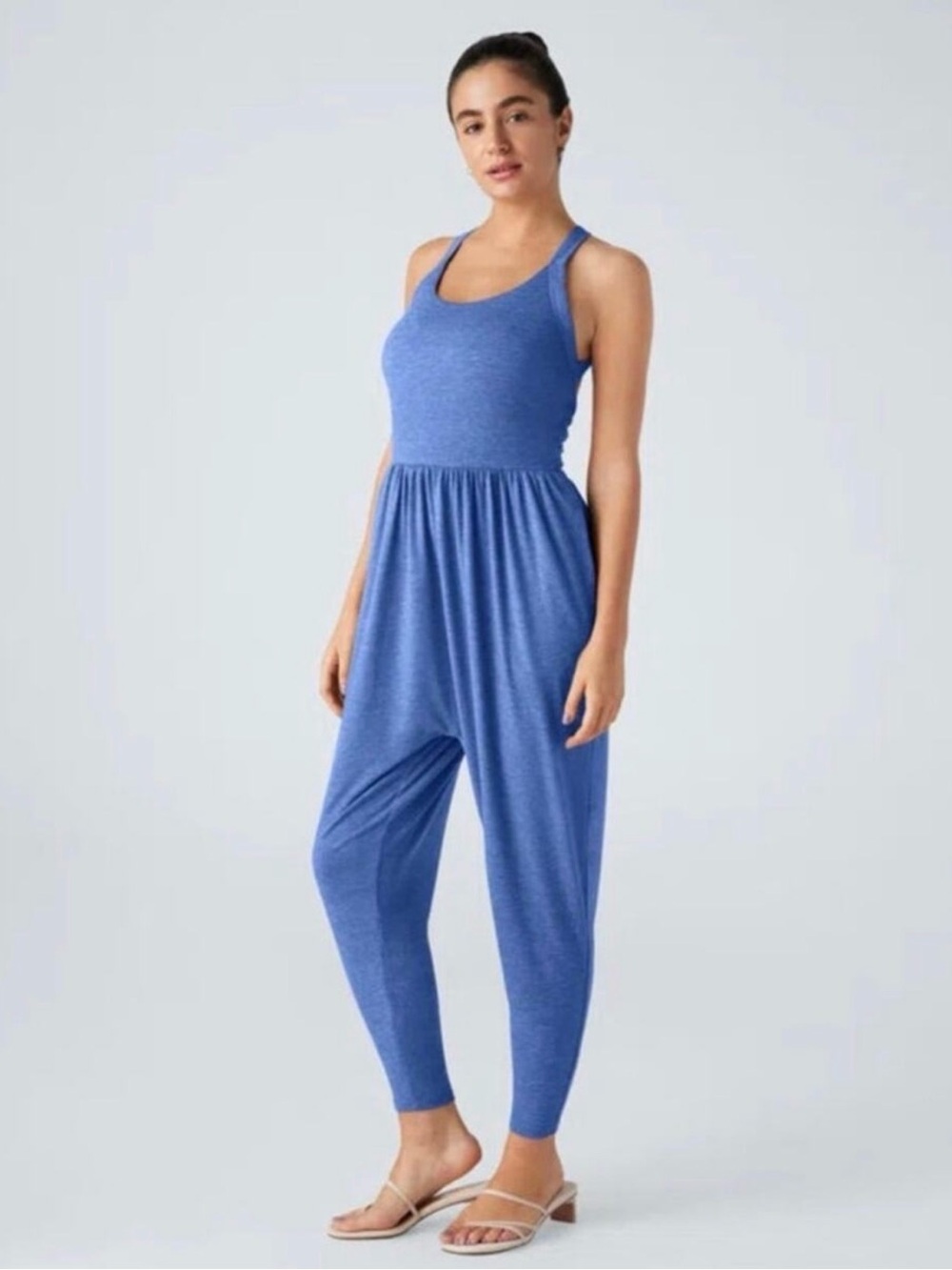 HALARA Blue Halter Harem Jumpsuit